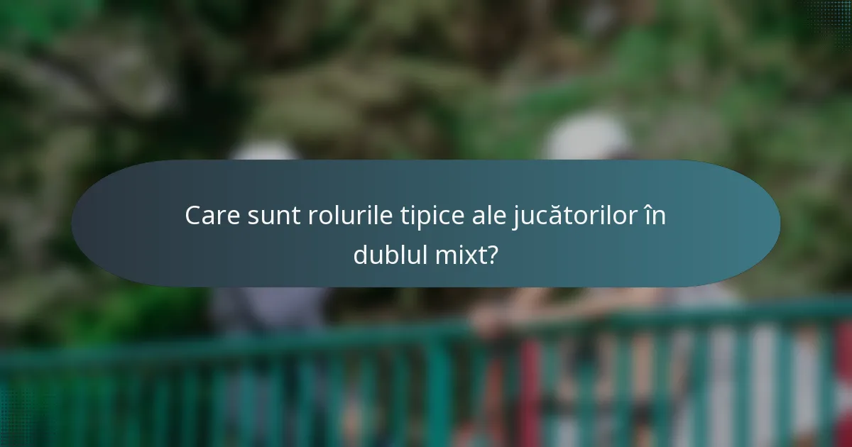 Care sunt rolurile tipice ale jucătorilor în dublul mixt?