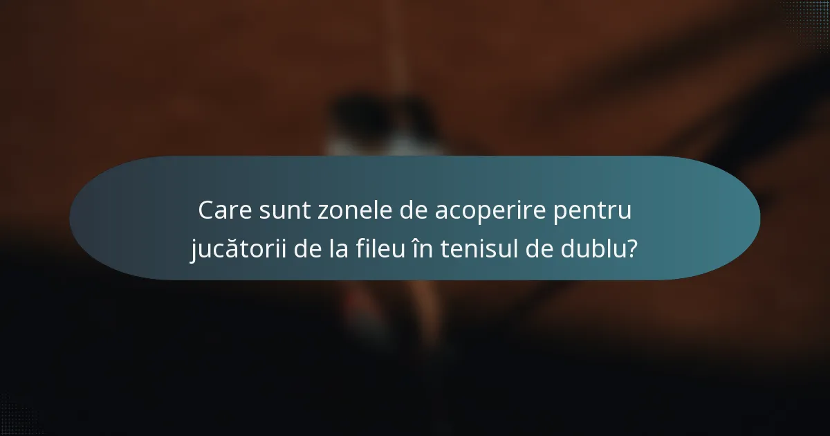 Care sunt zonele de acoperire pentru jucătorii de la fileu în tenisul de dublu?