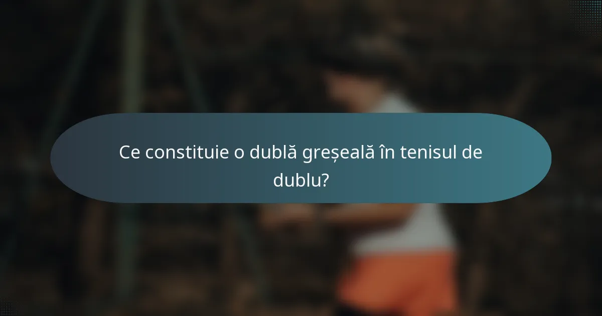 Ce constituie o dublă greșeală în tenisul de dublu?