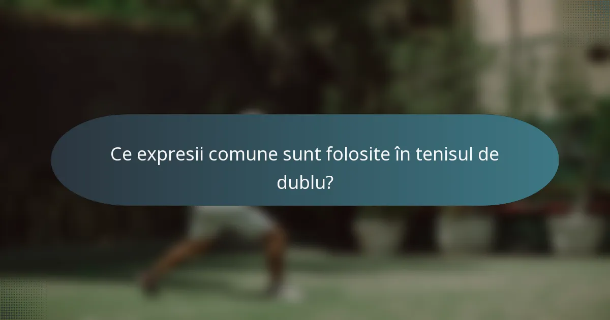 Ce expresii comune sunt folosite în tenisul de dublu?