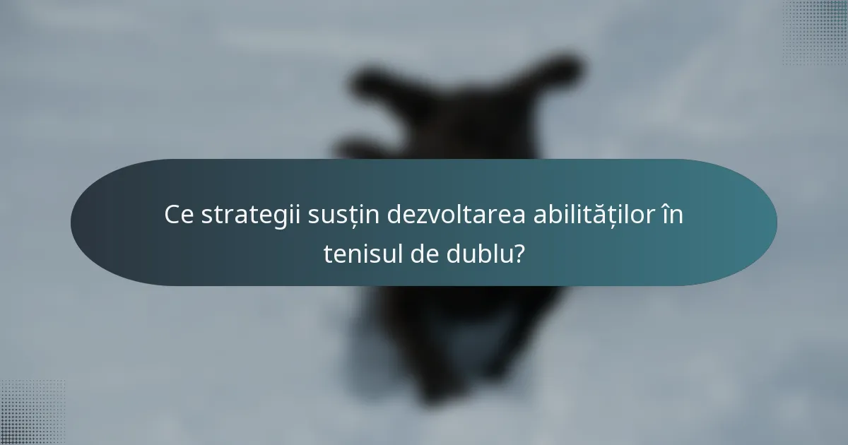 Ce strategii susțin dezvoltarea abilităților în tenisul de dublu?