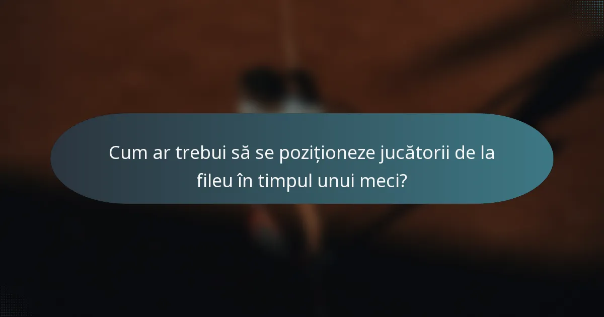 Cum ar trebui să se poziționeze jucătorii de la fileu în timpul unui meci?