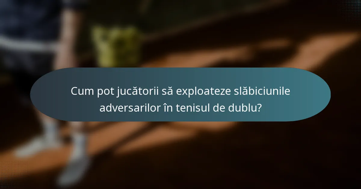 Cum pot jucătorii să exploateze slăbiciunile adversarilor în tenisul de dublu?