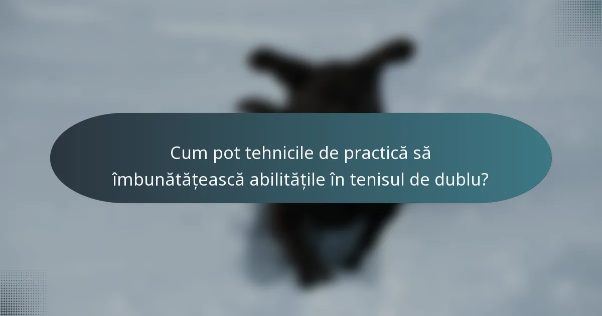 Cum pot tehnicile de practică să îmbunătățească abilitățile în tenisul de dublu?