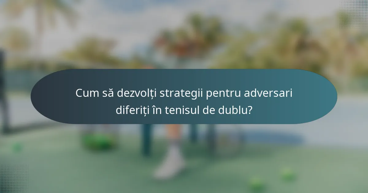 Cum să dezvolți strategii pentru adversari diferiți în tenisul de dublu?